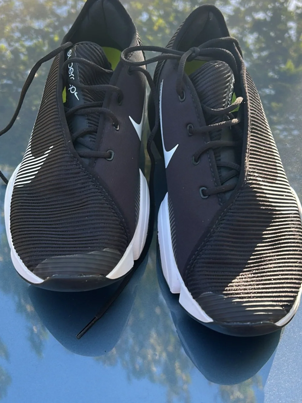 Nike Black and White Men's Slip-On Athletic Sneakers